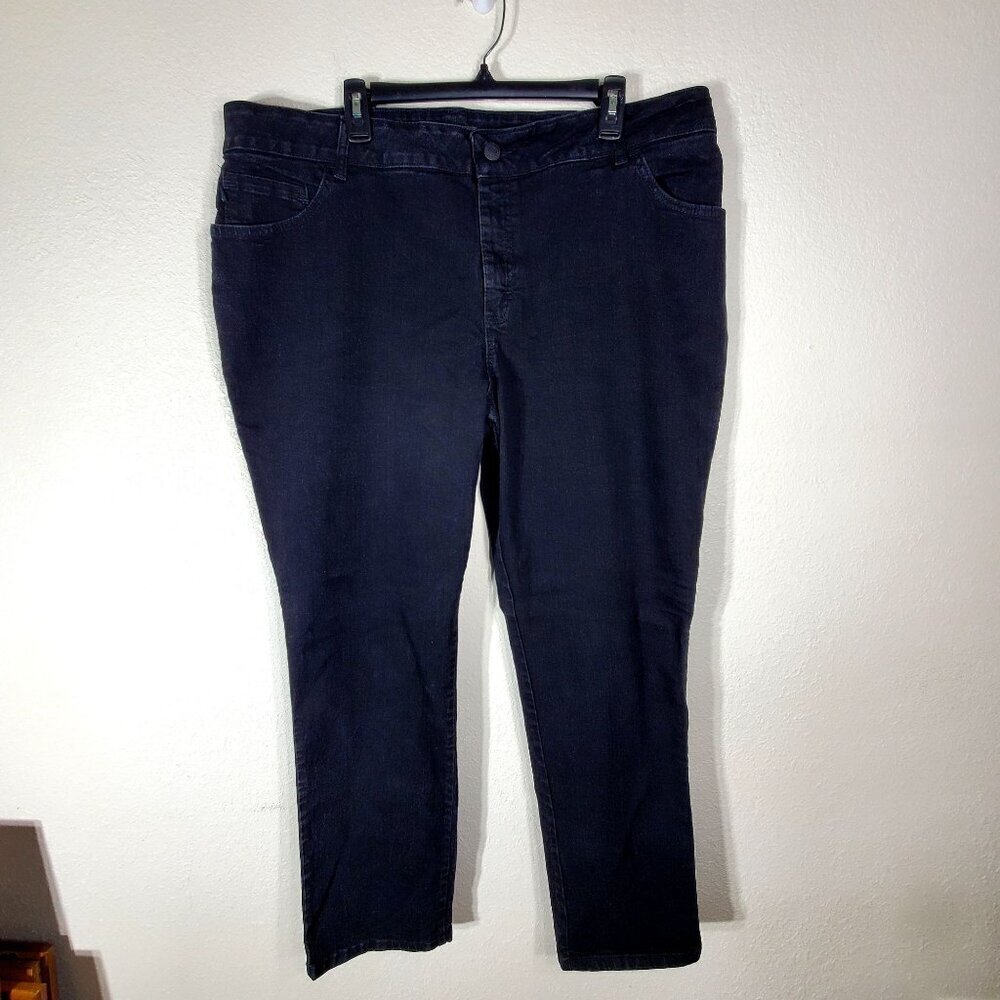 Lee Womens 22W Plus Size Straight Leg Black Relaxed Fit Jeans Instantly Slims - Picture 8 of 11